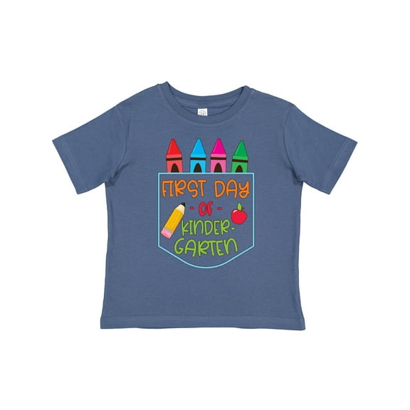 Inktastic 1st Day of Kindergarten Crayons and Apple Back to School Boys or Girls Toddler T-Shirt