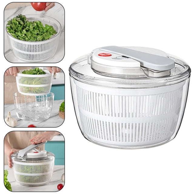 Centrifugadora de ensaladas Trieiy, centrifugadora de lechuga, secadora de ensaladas tipo prensa y centrifugadora de agua para lavar verduras, deshidratar verduras, plato de frutas para mesa de