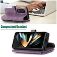 thumbnail image 3 of Jiahe Cover for Samsung Galaxy Z Fold 4, Mulit-Function Wallet Case,Flip Leather Zipper Card Holder Stand with Adjustable Shoulder Strap Full Body Protection Case Cover, purple, 3 of 8