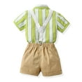 thumbnail image 3 of TAIAOJING Toddler Boys Short Sleeve Striped T-Shirt Tops Spaghetti Shorts Child Kids Gentleman Outfits Sets Relaxed Fit 12-18M, 3 of 3