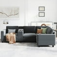 thumbnail image 3 of Modern L-shaped 4-seater Corduroy Sofa 105.5''*66.5'' with Storage & USB, 3 of 16