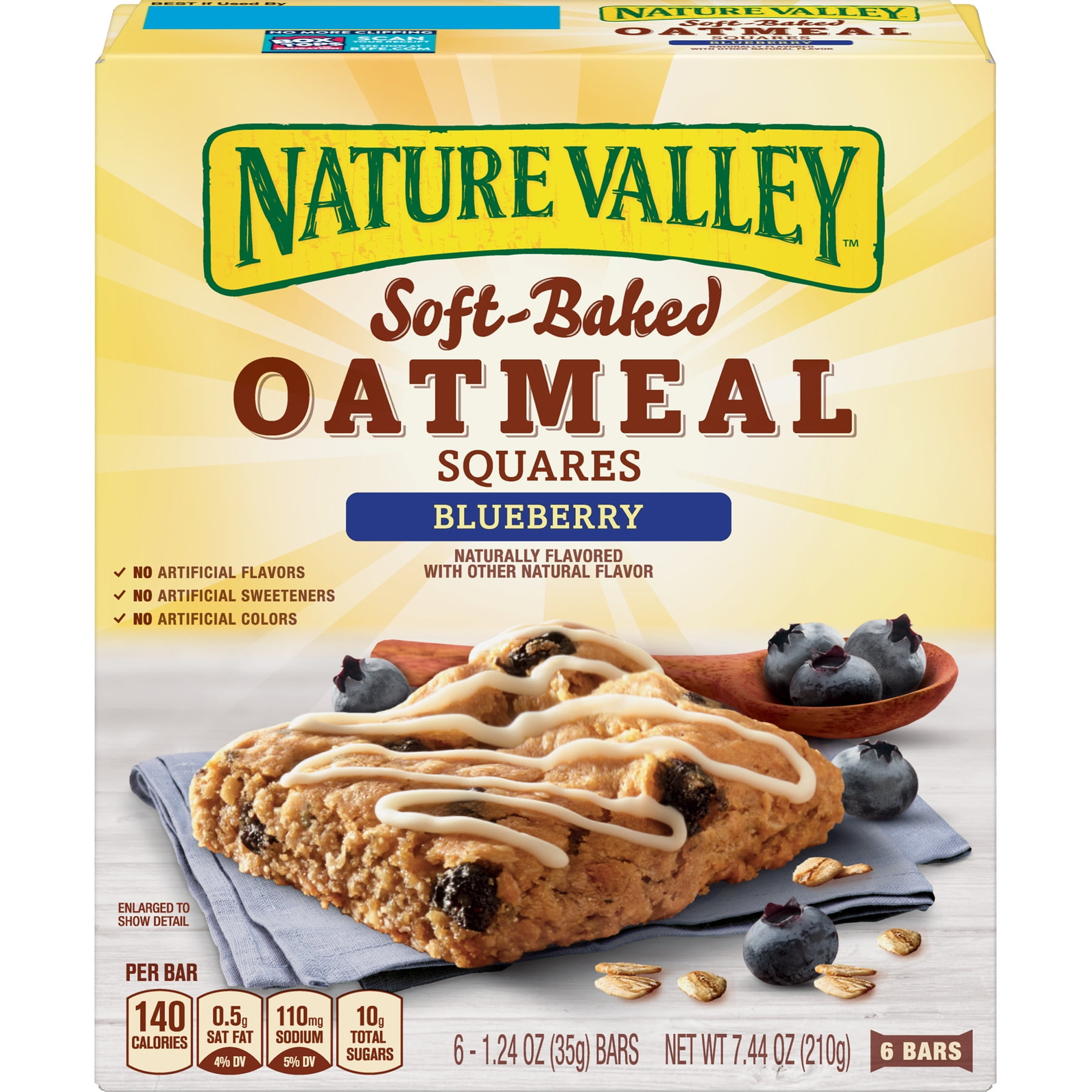Nature Valley SoftBaked Oatmeal Squares, Blueberry Sugar, 6 ct, 7.44