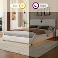 thumbnail image 5 of Queen Bed Frame with Built-In Bluetooth Speakers & RGB LED Lighting, Luxury PU Leather Headboard, Box Spring Free, Quick Assembly, White, 5 of 9