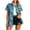 Blue, variant on Womesn Shirts Plus Size Summer Floral Printed Lapel Short Sleeve Cardigan Blouse Tops Sky Blue M