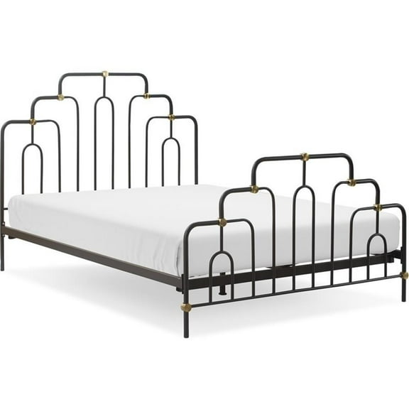 Pemberly Row Modern / Contemporary Astrid Queen Size Bed Black and Brass
