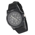 thumbnail image 3 of Reloj de pulsera analógico electrónico con correa de nailon redonda y estilo militar (negro), 3 of 14