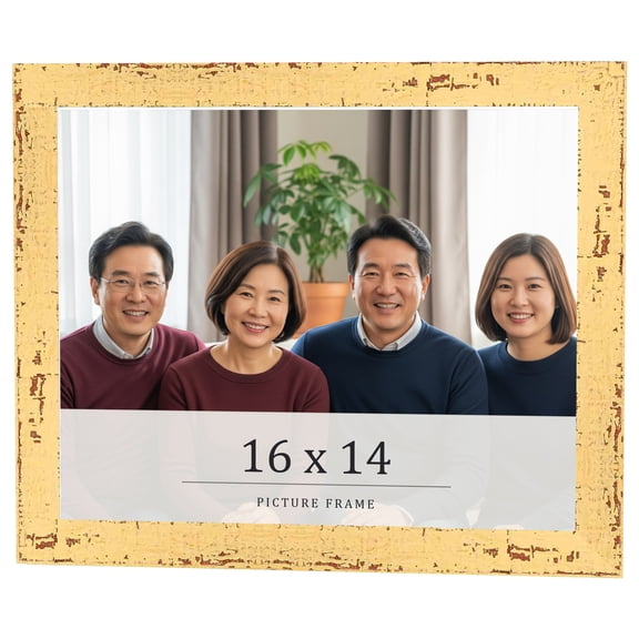 16x14 Frame Yellow Real Wood Picture Frame Width 1.25 inches | Interior Frame Depth 0.5 inches |