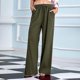 thumbnail image 2 of Women Plain Drawstring Waist Straight Leg Casual Pants Trousers Summer, 2 of 5