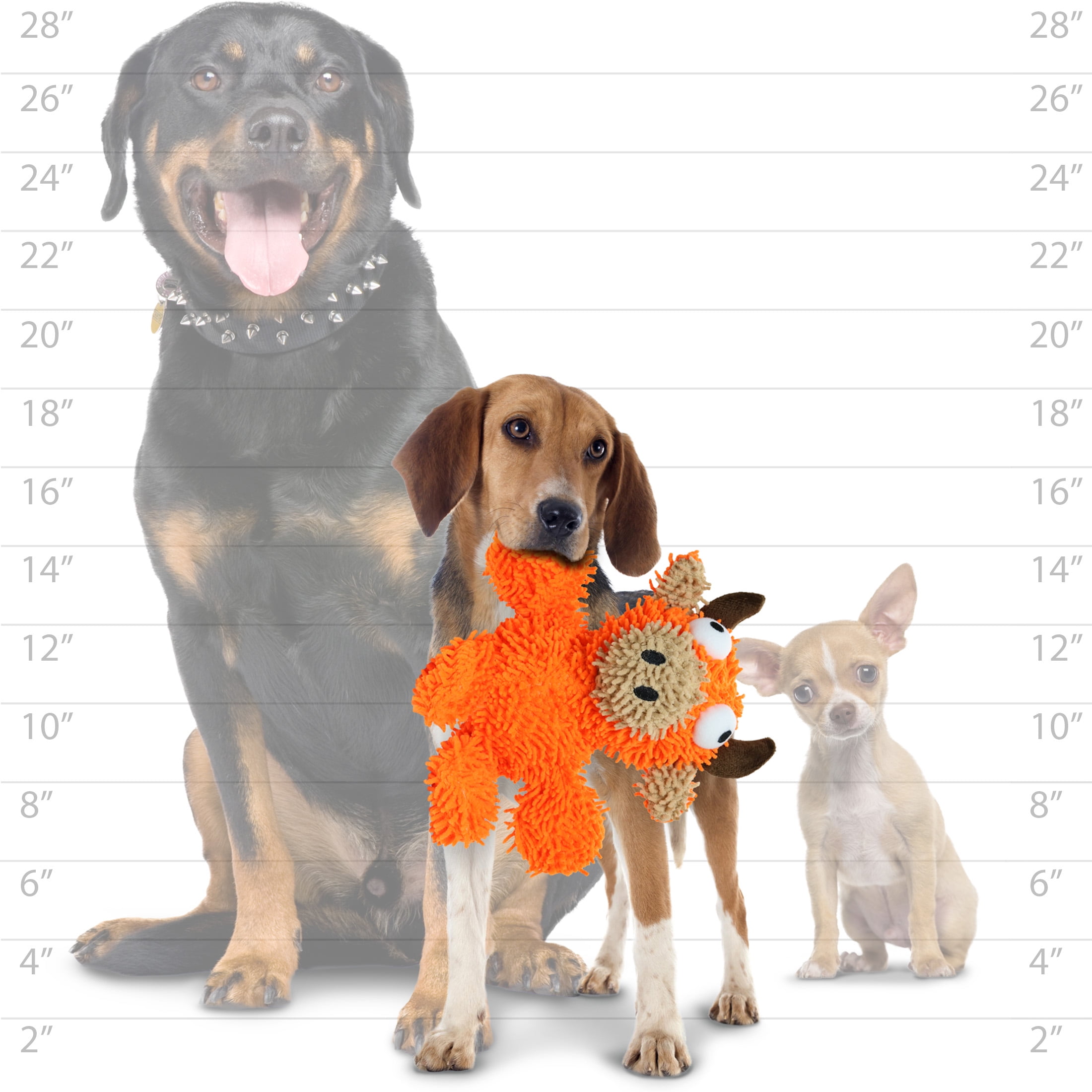 Mighty Microfiber Ball Med Bull Orange Durable Plush Squeaky Dog Toy