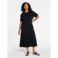thumbnail image 2 of Time and Tru Women's and Women's Plus Seamed Cotton Midi Dress, Sizes XS-4X, 2 of 5
