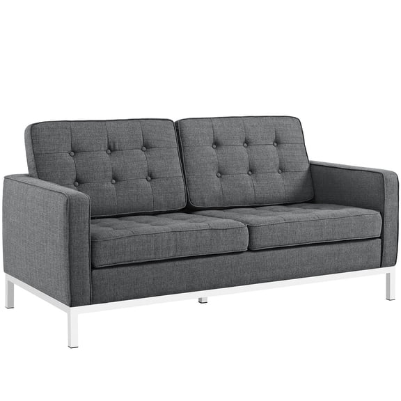 Allora Fabric Tufted Loveseat in Gray