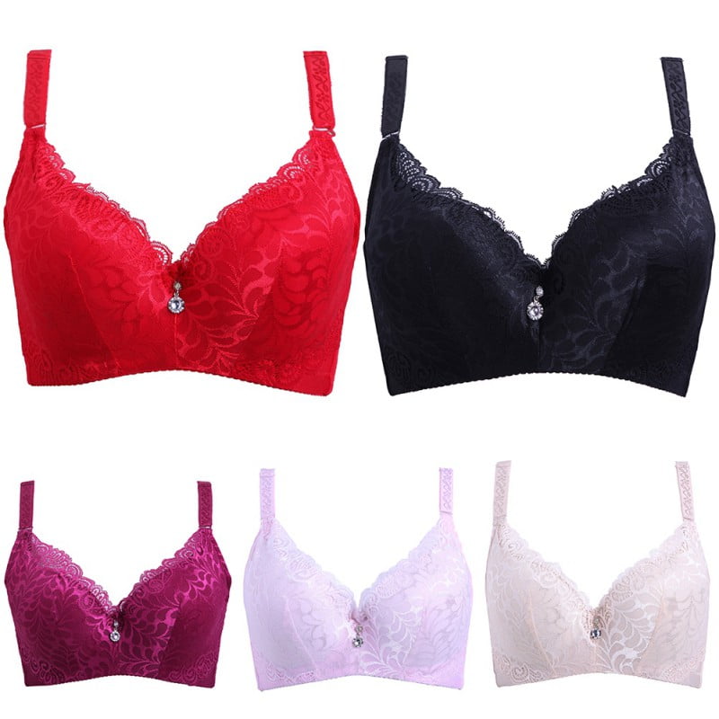 EFINNY Plus Size BIG BIG BRA Women Lace V Bra Underwire underwear Push Up Bra D Cups Walmart