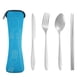 thumbnail image 1 of XmhyTop Vajilla de viaje portátil con estuche, juego de utensilios portátiles reutilizables de acero inoxidable con estuche, juego de cubiertos de viaje con estuche, azul, 1 of 5