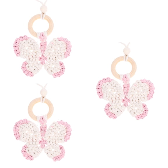 HOMEMAXS  3 Pieces Rearview Mirror Ornament Car Decor Hanging Duck Keychain Miss Pink