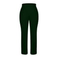 thumbnail image 4 of OGLCCG Womens Straight Leg Yoga Pants Elastic High Waist Wide Leg Work Dress Pants with Pockets Solid Color Casual Stretch Lounge Trousers,L,Army Green, 4 of 7
