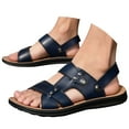 thumbnail image 3 of Leozcaa Men's Leather Fashion Sandals Open Toe Slingback Slip-On Beach Sandals Non-Slip Slide Sandals, 3 of 6