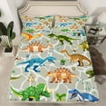 thumbnail image 2 of Homewish Colorful Safari Dinosaur Twin Sheet Sets,Ancient Animal Twin Fitted Sheet,Gray Green Brown 03 For Boy Kids,Microfiber Bedroom Decor,3-Piece, 2 of 7