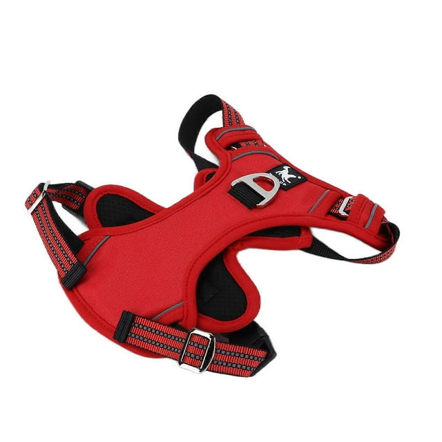 Pet Sports Chest Harness Reflective Adjustable Explosion Proof Breathable Sport Harness with Handle for Medium Large DogRed L