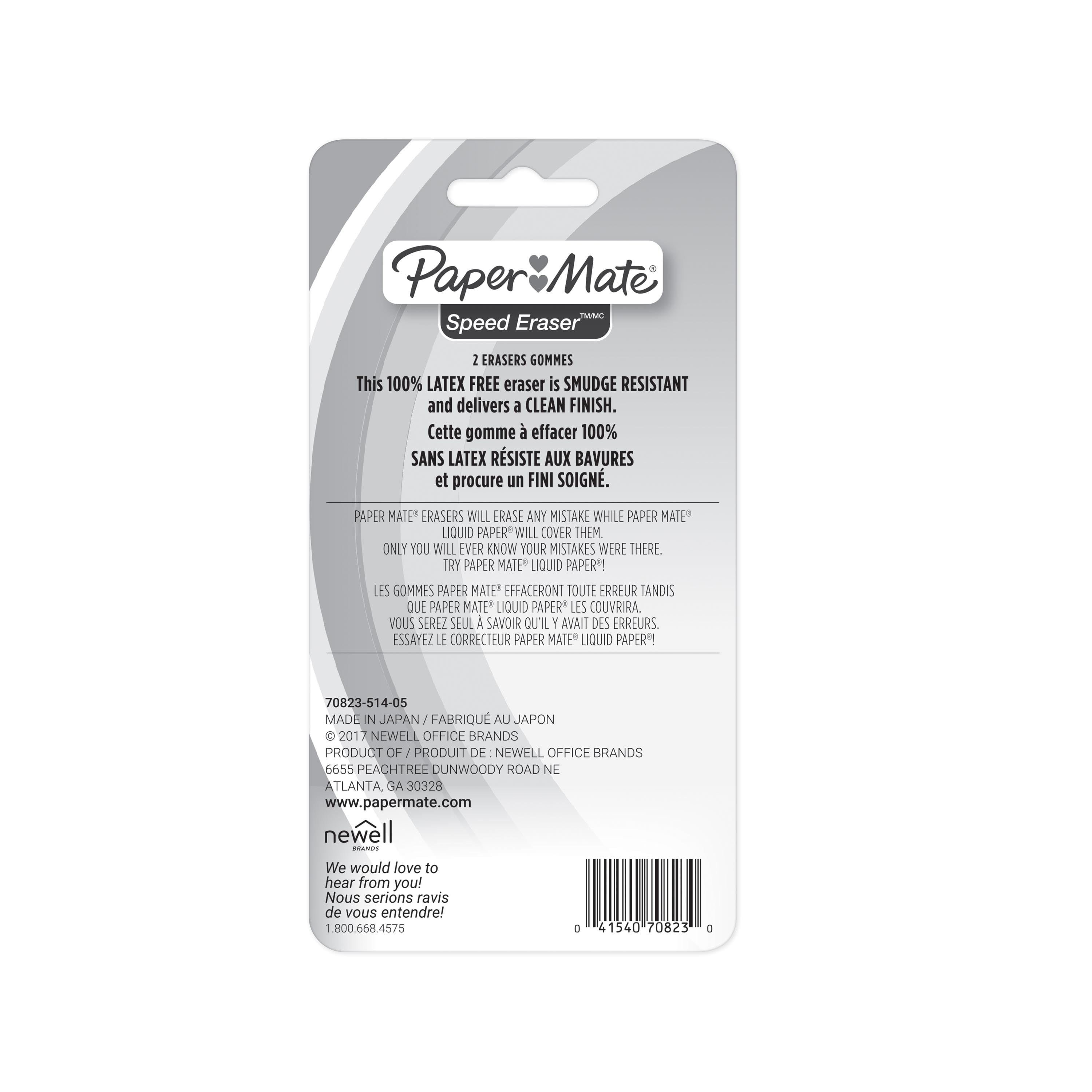 Paper Mate Speed Eraser, Smudge-Resistant and Latex-Free Erasers