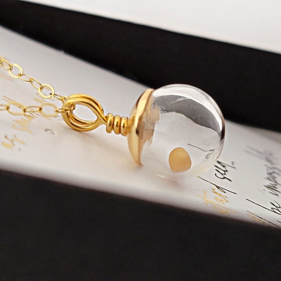 Boomdyada 14K Gold-Filled Round Globe Necklace Wire Wrapped Pendant, 14k