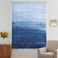 thumbnail image 3 of Navy Blue Ombre Sheer Curtains 96 Inches Long, Modern Abstract Art Ocean Oil Painting Light Filering Curtains, Privacy Drapes Simi Floor to Veiling Curtain for Living Room Large Window Treatment, 3 of 9
