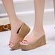 thumbnail image 2 of Zapatillas de cuña de verano para mujer, zapatillas tipo muffin, cómodas y ligeras, zapatillas de tacón alto, sandalias de una sola palabra, 2 of 6