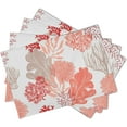 thumbnail image 2 of Coastal Coral Placemats Set of 4, Ocean Sea Coral Reef Table Mats, Maritime Nautical Seaweed Linen Place Mats for Dining Kitchen Party, Heat-Resistant Washable, 12"x18", 2 of 6