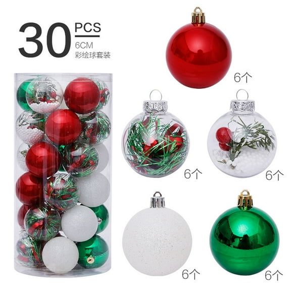 Nmdmisc 30Pcs 2.36" Christmas Balls Ornament Christmas Tree Ornament Pendant Party Supplies Tree Hanging