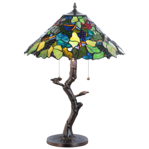 Meyda 138583 25 in. Grape Harvest Table Lamp, Green Blue Amber Mahogany Bronze