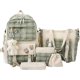 thumbnail image 1 of 5Pcs Canvas School Backpack Combo Set with Kawaii Bear Pendant Cute Pins Plaid Check Handle Shoulder Tote Bag Schoolbag, 1 of 4