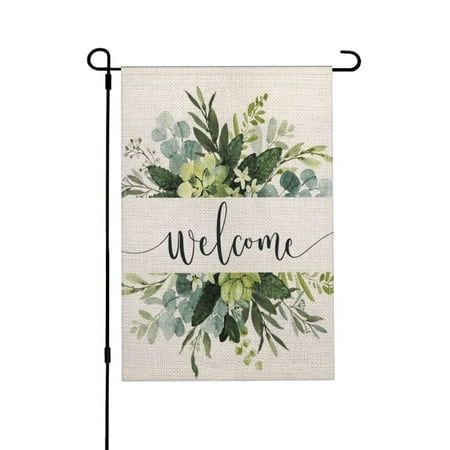 JOOCAR 12” x 18” Polyester Spring Floral Welcome Outdoor Flag and Banner