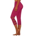 thumbnail image 2 of DGMIOCS Women Capris High Waist Yoga Pants Hollow Out Comfy Stretchy Seamless Leggings Workout Compression Capri Pants Hot Pink XL, 2 of 7