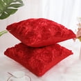 thumbnail image 3 of PiccoCasa 3D Satin Rose Throw Pillowcases 16"x16" Decorative Throw Pillow Covers Set of 2, Red, 3 of 8