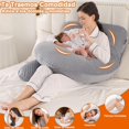 thumbnail image 2 of Almohadas de Embarazo para Dormir, Almohada de Maternidad con Forma de U para Adultos, Almohada de Apoyo de Mujer Embarazada de Cuerpo Completo, con Funda de Terciopelo Lavable (Gris), 2 of 6