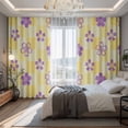 thumbnail image 2 of Purple Flowers Blackout Curtains for Bedroom/Living Room, Pinch Pleated Black Out Curtains, Japanese Yellow Checkered Floral Plaid Room Darkening Window Drapes with Hooks 2 Panels, 39"x70", 2 of 8