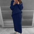 thumbnail image 2 of CHUANK Câble Tricot Pull Robe pour les Femmes Solide Slim Ajustement Pull Robe Ensemble 2 Pièce Col Rond Tops Crayon Midi Jupe Ensemble, 2 of 5