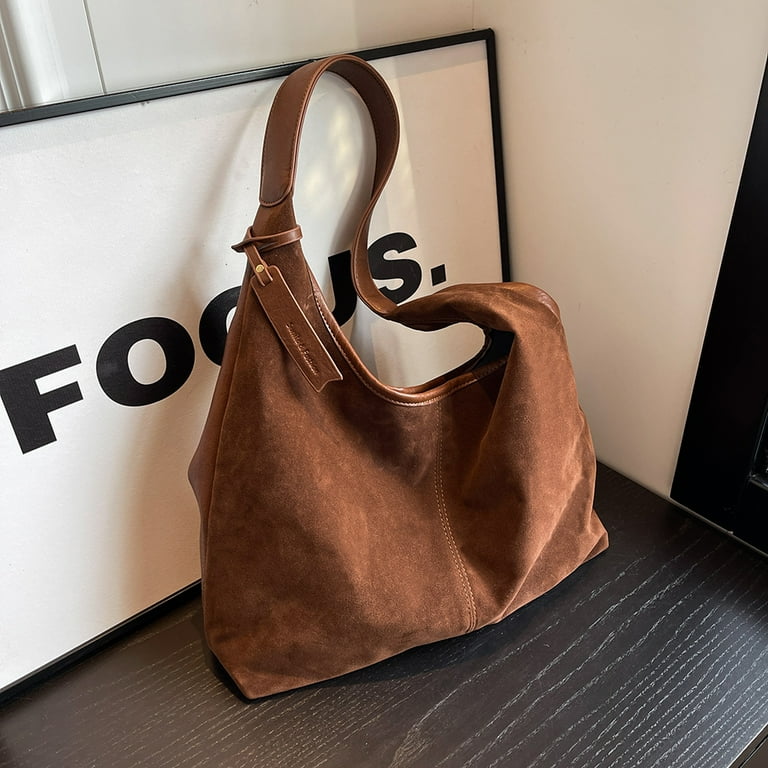 SunyaMood Women Suede Hobo Bag Slouchy Shoulder Bag Magnetic Closure Tote Bag Large Capacity Purse for Work Travel Walmart