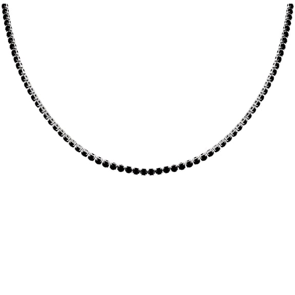Tennis Necklace for Women 3mm Black or Clear Cubic Zirconia Choker 16-18" Adjust Length Stainless Steel