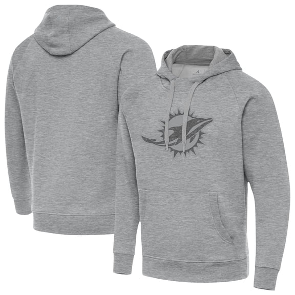 Men's Antigua Heather Gray Miami Dolphins Victory Hoodie