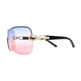 thumbnail image 2 of Womens Oversize Shield Curved Wrap Around Designer Sunglasses Gold Blue Pink, 2 of 4