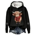 thumbnail image 2 of Christmas Sweatshirts for Women 2025 Cow Print Pullover Hoody Festive Holiday Western Graphic Hooded Top Women Hoodies Black L, 2 of 4