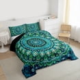 thumbnail image 3 of Manfei Bohemian Mandala Bedding Comforter Set 2pcs for Girls Women, Hippie Floral Flower Twin Comforter Sets, Teal Bedding Set, Lightweight Room Decor, 3 of 8