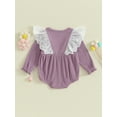 thumbnail image 4 of Suealasg Infant Girls Spring Rompers Baby Girls Clothes Newborn Crew Neck Long Sleeve Lace Ruffle Bodysuits 3M 6M 12M 18M Toddler Autumn One Piece Jumpsuits, 4 of 8