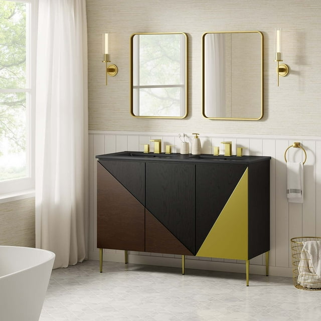 Modway Alchemist Meuble-Lavabo de Salle de Bain à Double Lavabo de 48 Pouces en Noir Noir