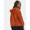 thumbnail image 3 of Time and Tru Women's Fleece Hoodie with Crochet Long Sleeves, Sizes XS-XXXL, 3 of 5