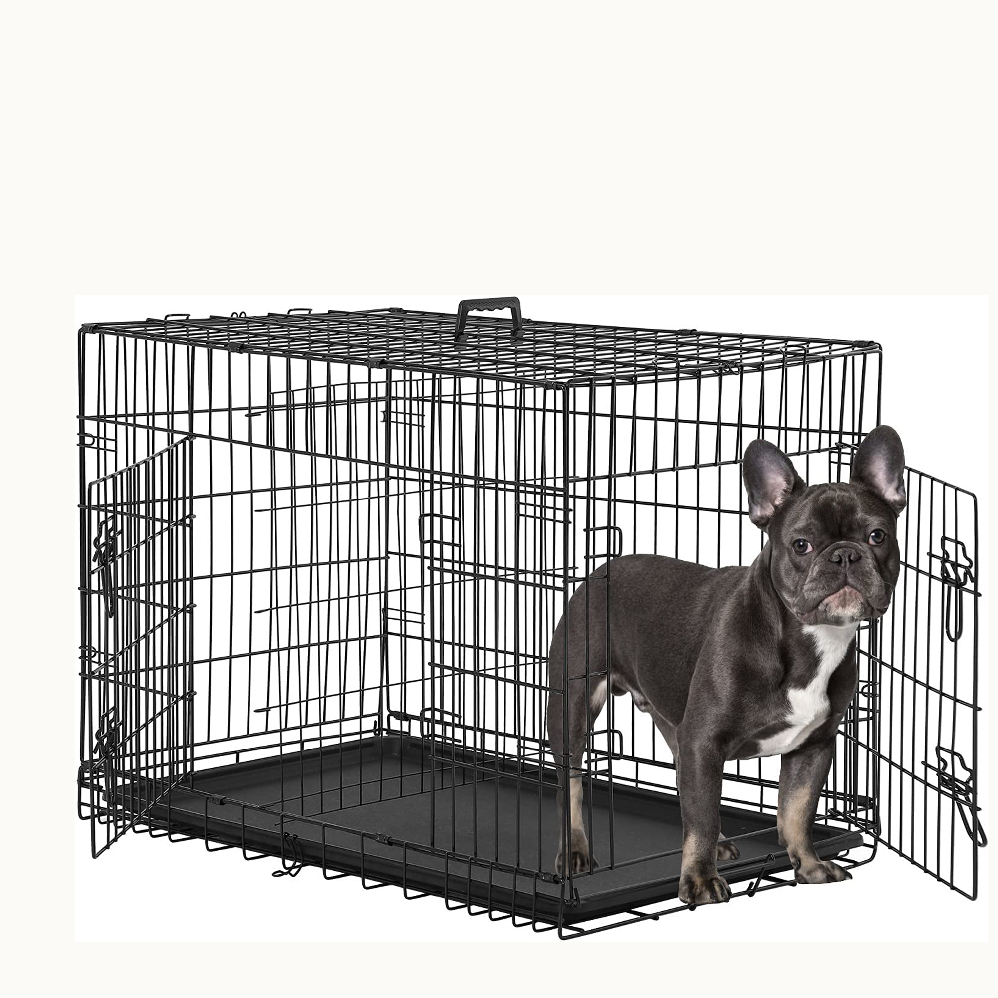 LCH 30 inch Dog Crates for Dogs Folding Mental Wire Crates Dog Kennels