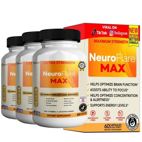 GreenVify NeuroFlare Max – Daily Brain, Focus & Nervous System Wellness Support Dietary Supplement