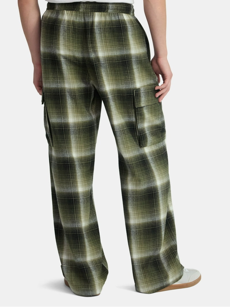 No Boundaries Flannel Cargo Pants, Men's & Big Men's - Walmart.com