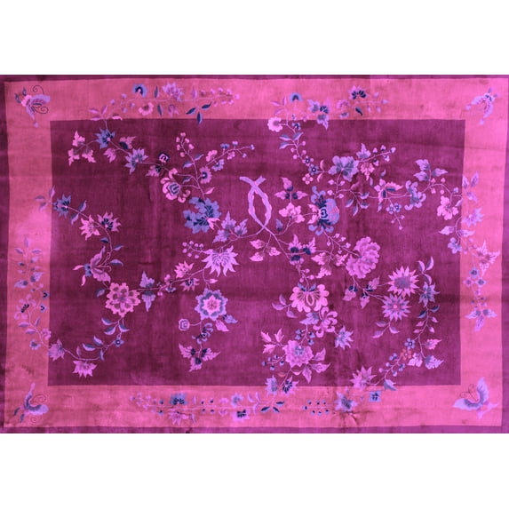 Ahgly Company Indoor Rectangle Oriental Purple Asian Inspired Area Rugs, 3' x 5'