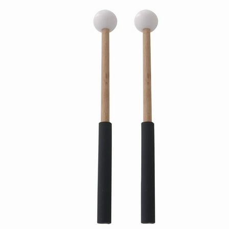 Percussion Mallets Stick with Rubber Head and Handle for Xylophone,Glockenspiel Percussion Instrument Accessories White,1 pair * Drum Mallets,Black & Wood & White